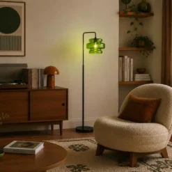 Qazqa staande lamp met kap denise groen e27