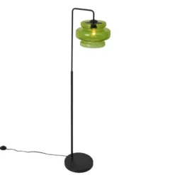 Qazqa staande lamp met kap denise groen e27