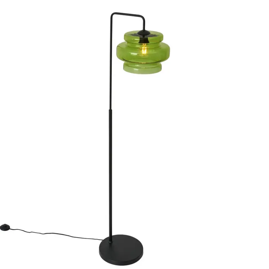 Qazqa staande lamp met kap denise groen e27