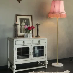Qazqa staande lamp met kap kaso roze e27