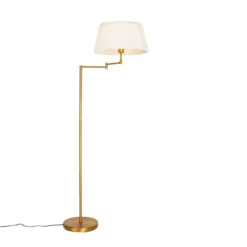 Qazqa staande lamp met kap ladas bronskleurig e27