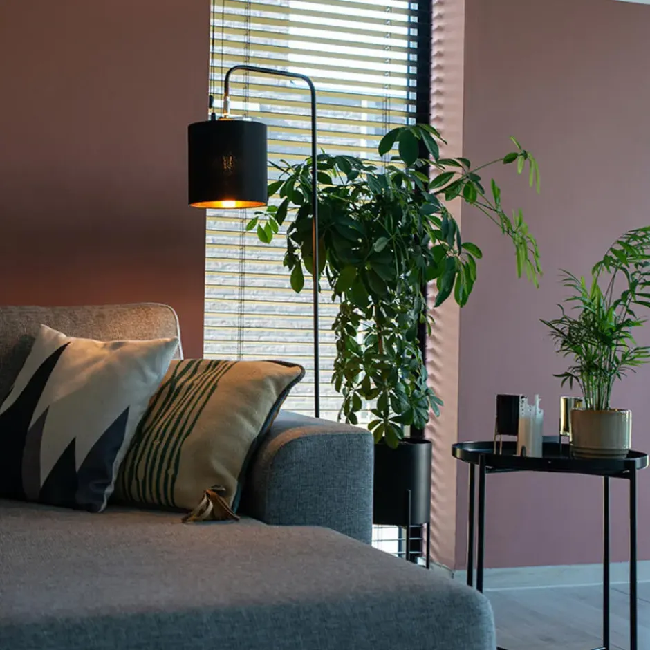 Qazqa staande lamp met kap lofty zwart e27