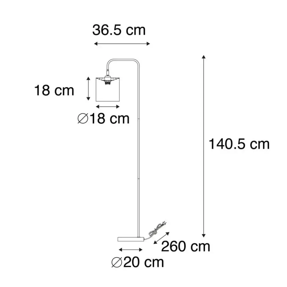 Qazqa staande lamp met kap lofty zwart e27