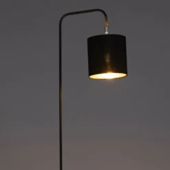 Qazqa staande lamp met kap lofty zwart e27