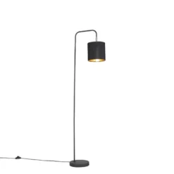 Qazqa staande lamp met kap lofty zwart e27