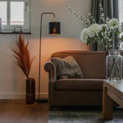 Qazqa staande lamp met kap lofty zwart e27