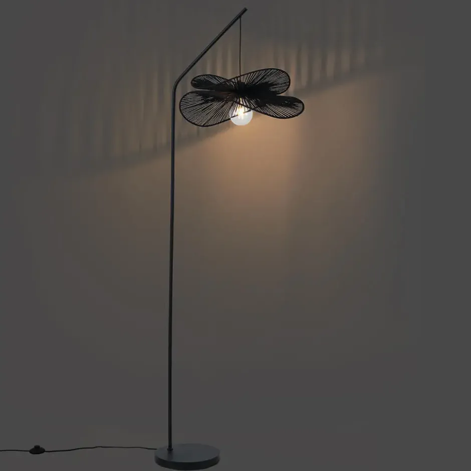 Qazqa staande lamp met kap nest zwart e27