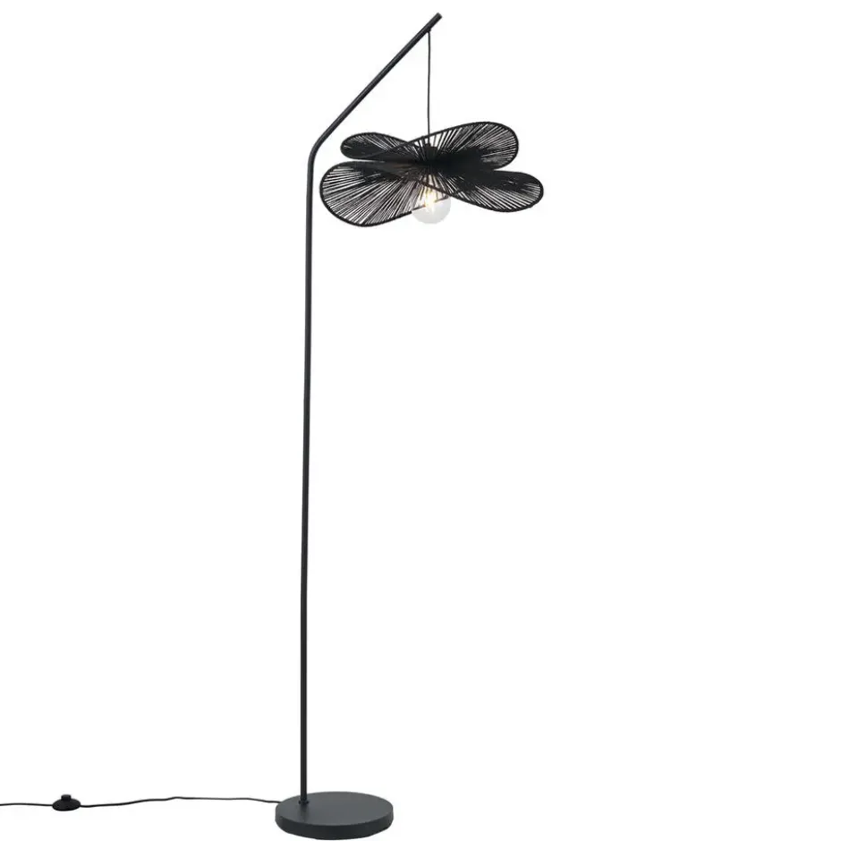 Qazqa staande lamp met kap nest zwart e27