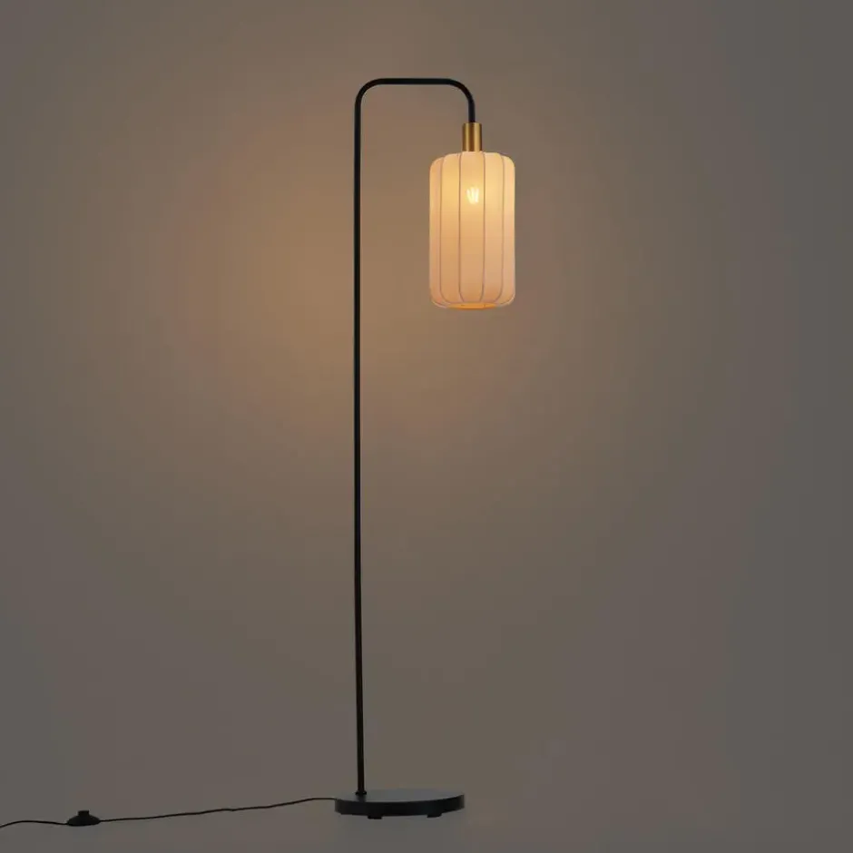 Qazqa staande lamp met kap pluni beige e27