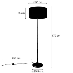 Qazqa staande lamp met kap simplo stof zwart e27