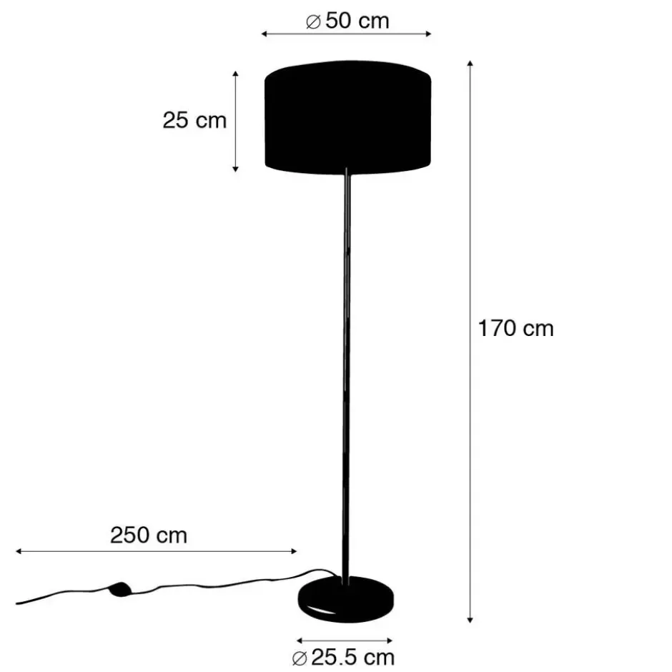 Qazqa staande lamp met kap simplo stof zwart e27