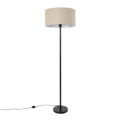 Qazqa staande lamp met kap simplo stof zwart e27
