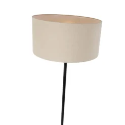 Qazqa staande lamp met kap simplo stof zwart e27