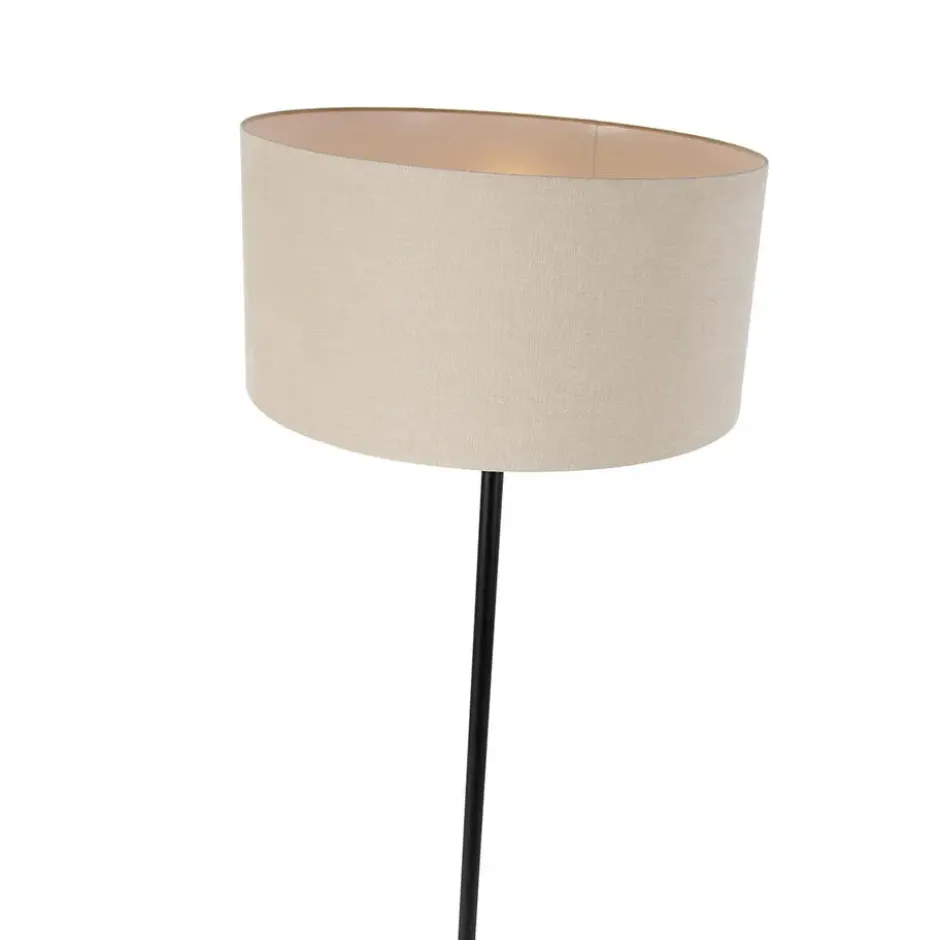 Qazqa staande lamp met kap simplo stof zwart e27