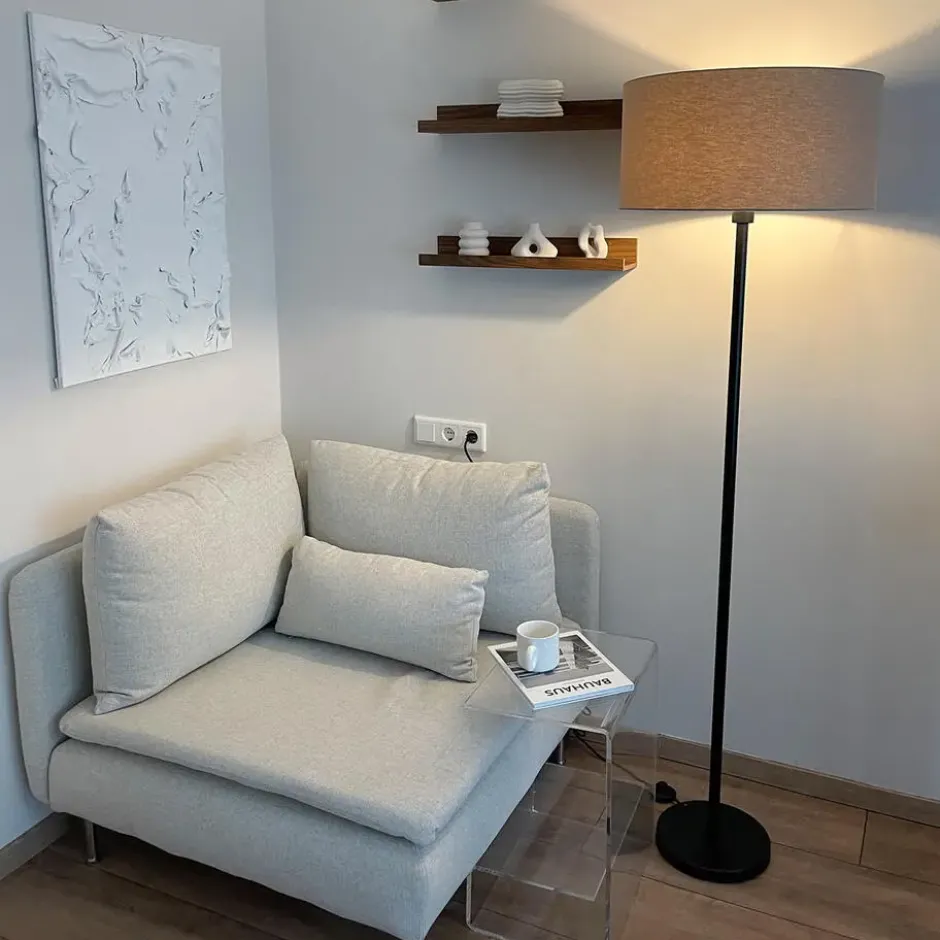 Qazqa staande lamp met kap simplo stof zwart e27