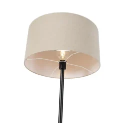 Qazqa staande lamp met kap simplo stof zwart e27