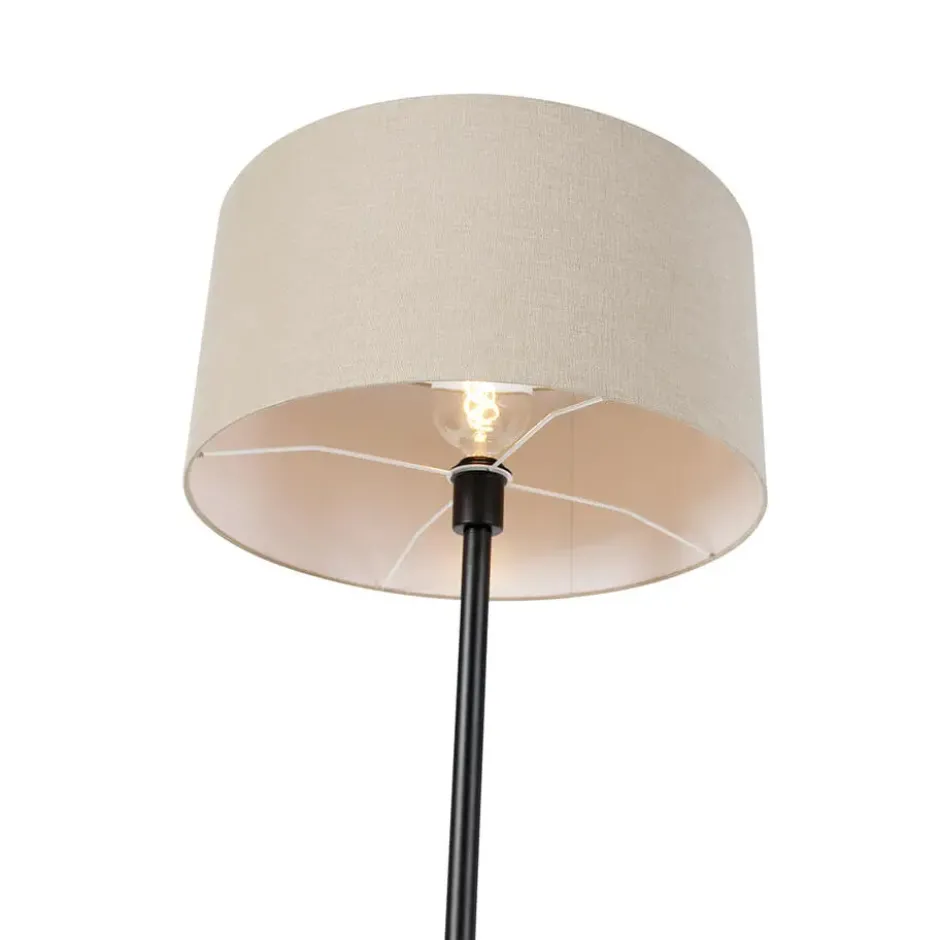 Qazqa staande lamp met kap simplo stof zwart e27