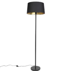 Qazqa staande lamp met kap simplo zwart e27