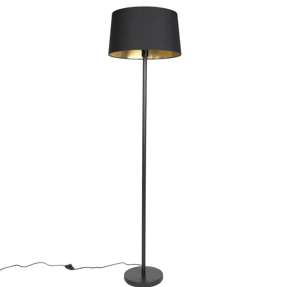 Qazqa staande lamp met kap simplo zwart e27