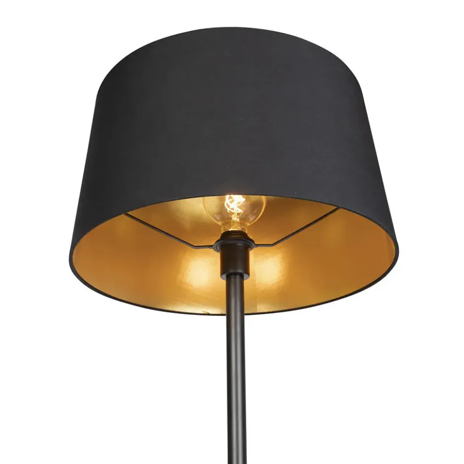 Qazqa staande lamp met kap simplo zwart e27