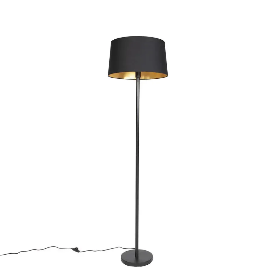 Qazqa staande lamp met kap simplo zwart e27