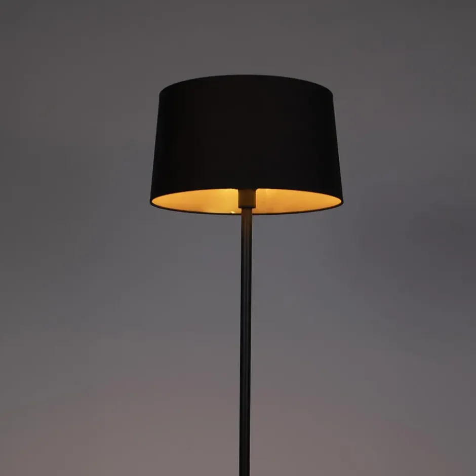 Qazqa staande lamp met kap simplo zwart e27