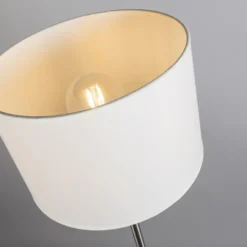 Qazqa staande lamp met kap vt wit e27