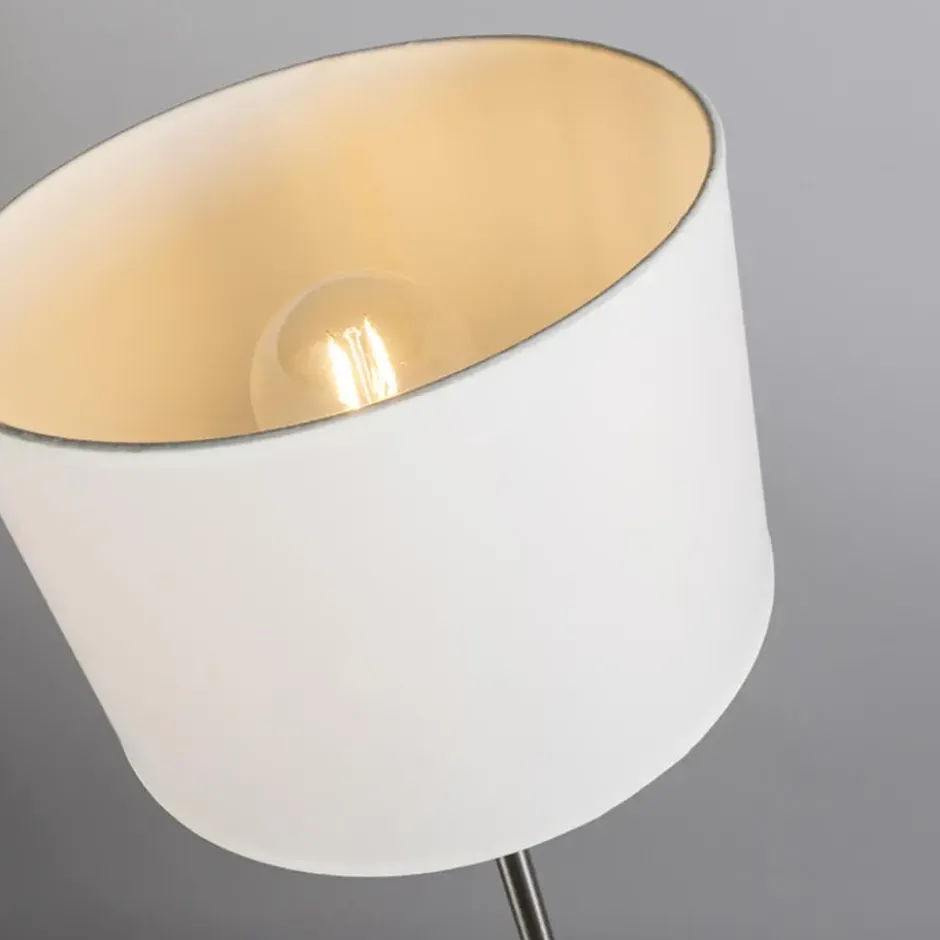 Qazqa staande lamp met kap vt wit e27