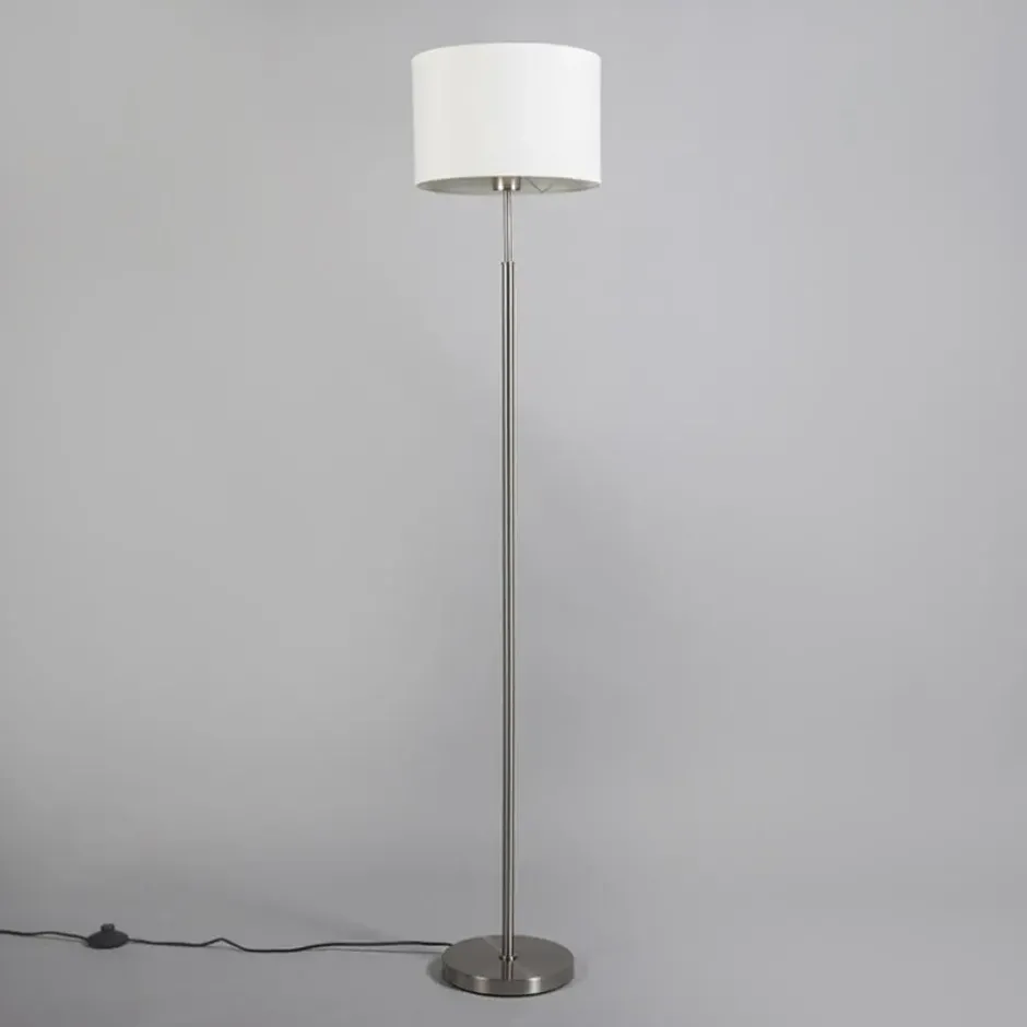 Qazqa staande lamp met kap vt wit e27