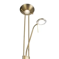 Qazqa staande lamp met leesarm diva bronskleurig geïntegreerde led