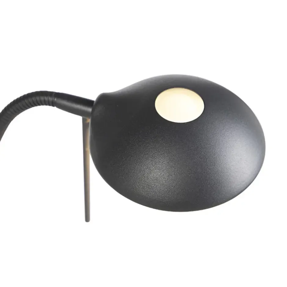 Qazqa staande lamp met leesarm diva zwart geïntegreerde led