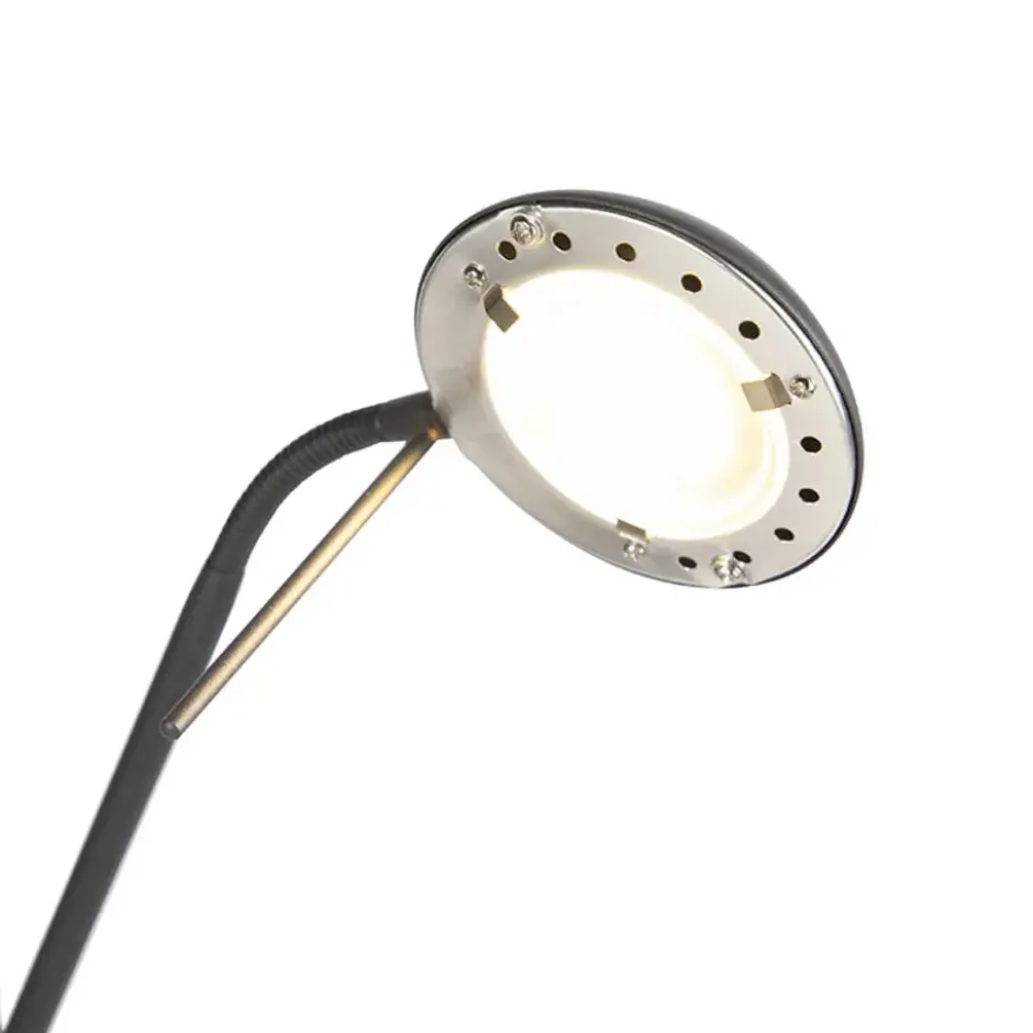 Qazqa staande lamp met leesarm diva zwart geïntegreerde led