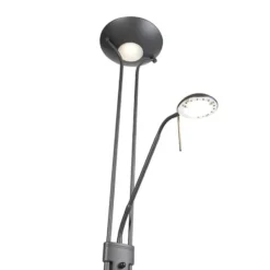 Qazqa staande lamp met leesarm diva zwart geïntegreerde led