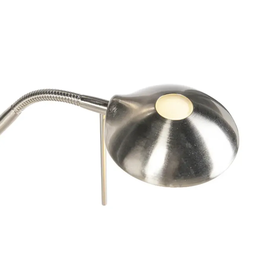 Qazqa staande lamp met leesarm diva zilverkleurig geïntegreerde led