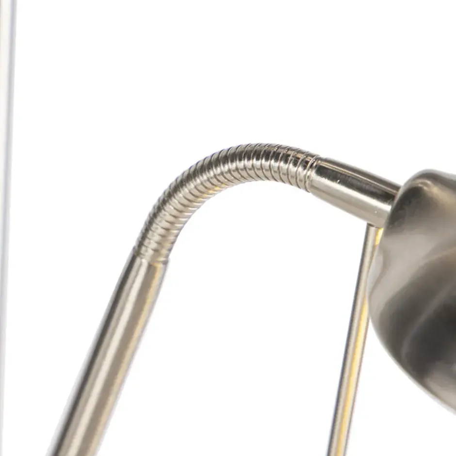 Qazqa staande lamp met leesarm diva zilverkleurig geïntegreerde led
