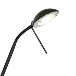Qazqa staande lamp met leesarm diva zwart geïntegreerde led