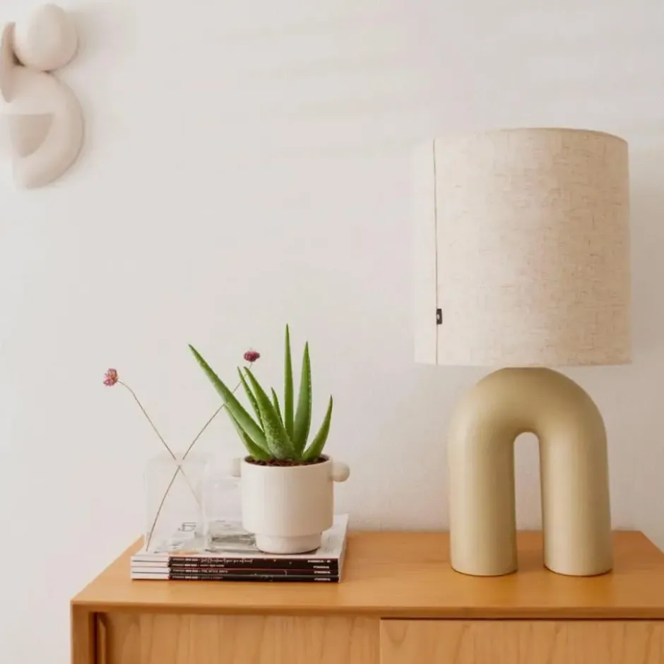 Qazqa tafellamp lotti beige e27