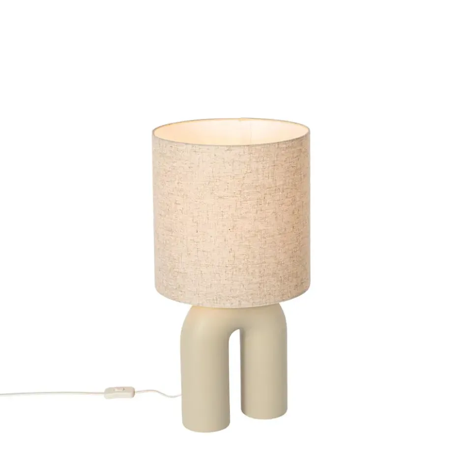 Qazqa tafellamp lotti beige e27