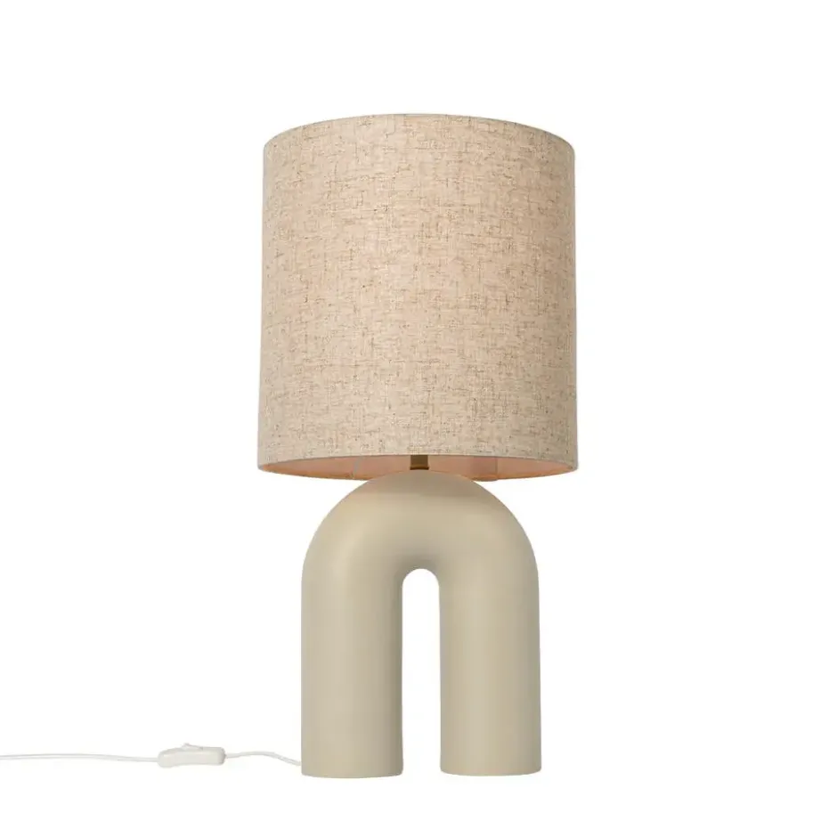 Qazqa tafellamp lotti beige e27