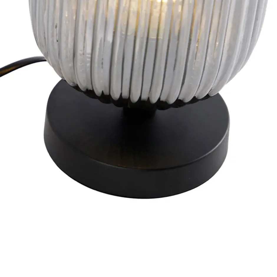 Qazqa tafellamp met glas banci zwart e27