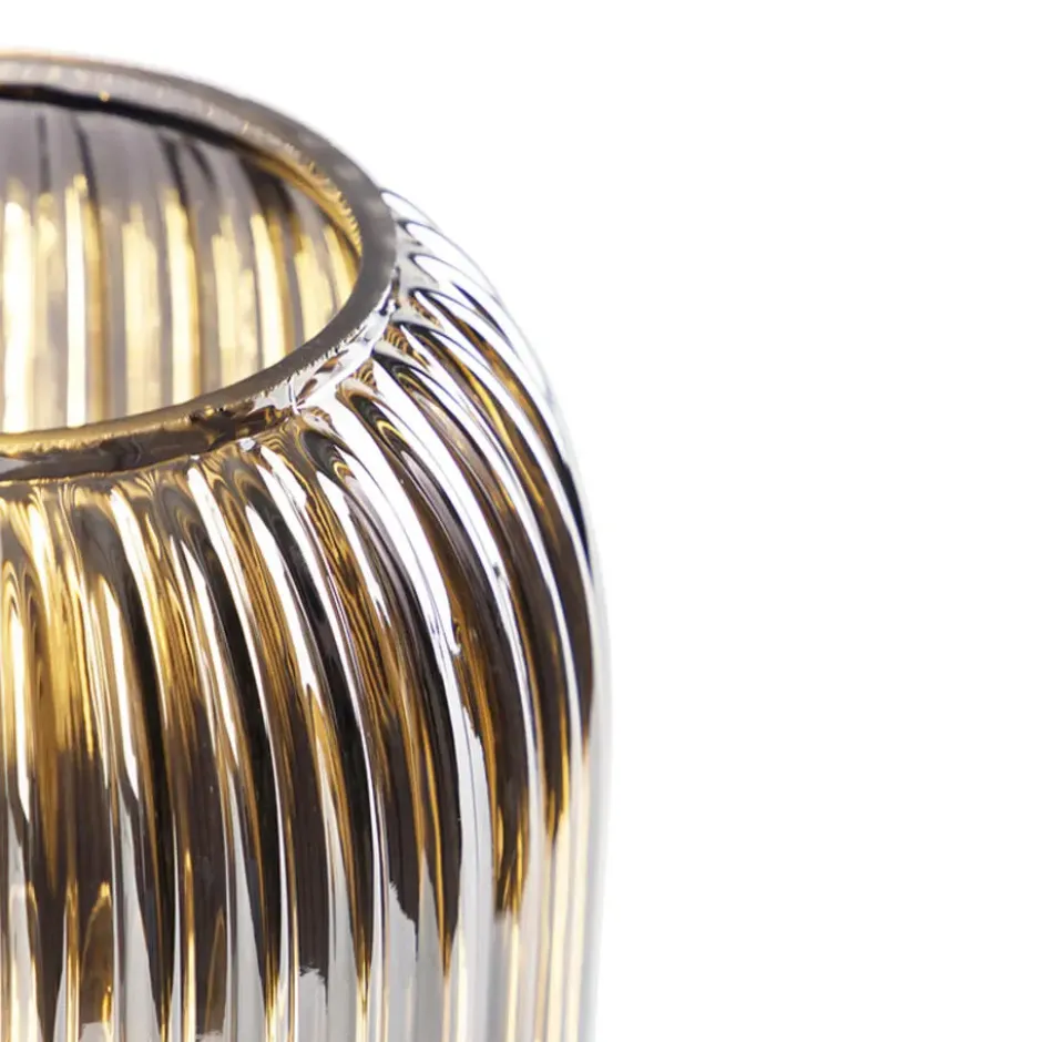 Qazqa tafellamp met glas banci zwart e27
