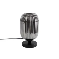 Qazqa tafellamp met glas banci zwart e27