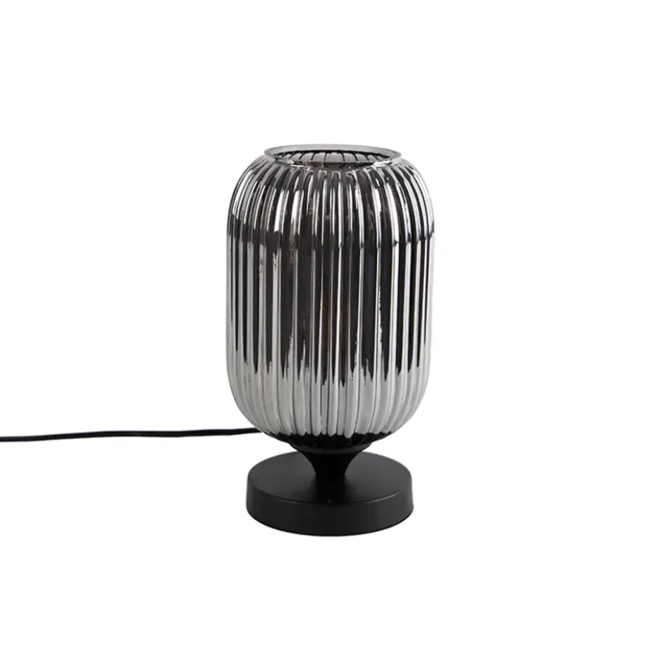 Qazqa tafellamp met glas banci zwart e27