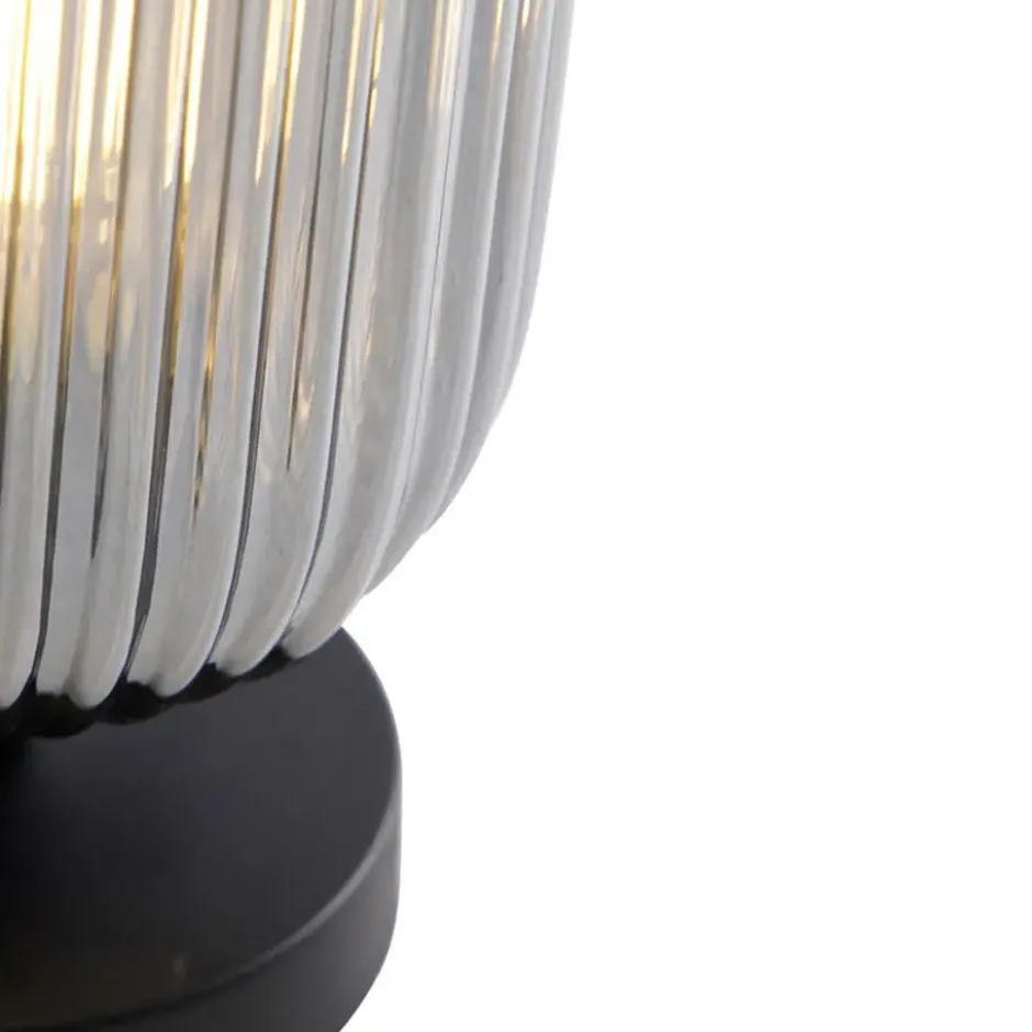 Qazqa tafellamp met glas banci zwart e27