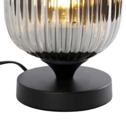 Qazqa tafellamp met glas banci zwart e27