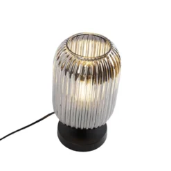 Qazqa tafellamp met glas banci zwart e27