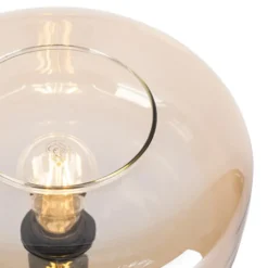 Qazqa tafellamp met glas bizle beige e27