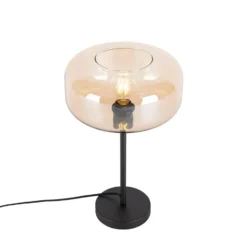Qazqa tafellamp met glas bizle beige e27
