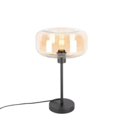 Qazqa tafellamp met glas bizle beige e27