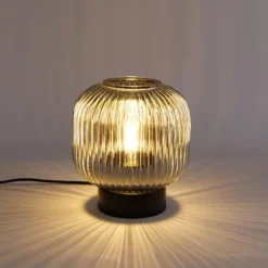 Qazqa tafellamp met glas karel zwart e27